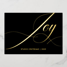Tarjeta Festiva Con Relieve Metalizado Black Elegant Modern Joy Corporate Logo Gold
