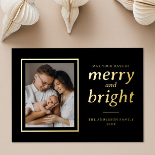 Tarjeta Festiva Con Relieve Metalizado Black May Your Days Be Merry and Bright 2 Photo