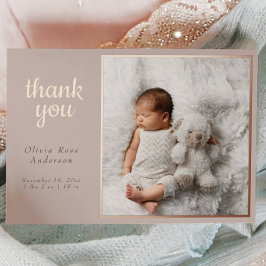 Tarjeta Festiva Con Relieve Metalizado Blush Taupe Rose Gold Foil Birth Announcement