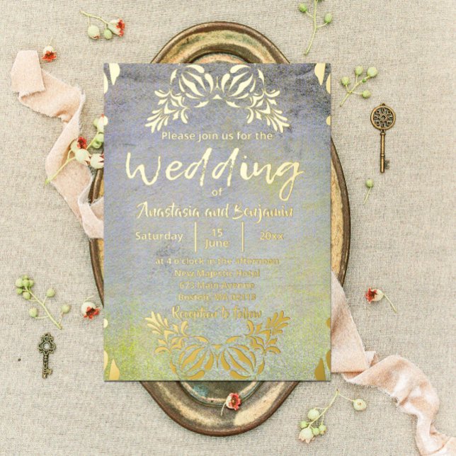 Tarjeta Festiva Con Relieve Metalizado Boda elegante clásico de lujo barroco de la fronte (Subido por el creador)