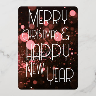 Tarjeta Festiva Con Relieve Metalizado Bokeh Blizzard Feliz Navidad y Feliz Año Nuevo
