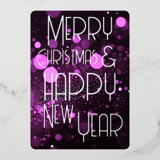Tarjeta Festiva Con Relieve Metalizado Bokeh Blizzard Feliz Navidad y Feliz Año Nuevo