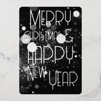 Tarjeta Festiva Con Relieve Metalizado Bokeh Blizzard Feliz Navidad y Feliz Año Nuevo