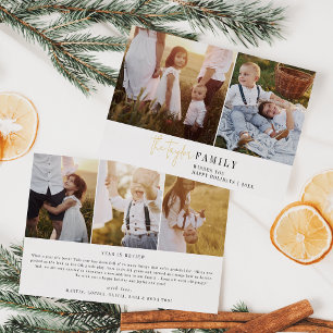Tarjeta Festiva Con Relieve Metalizado Boletín de Collage de fotos de la familia de Relie