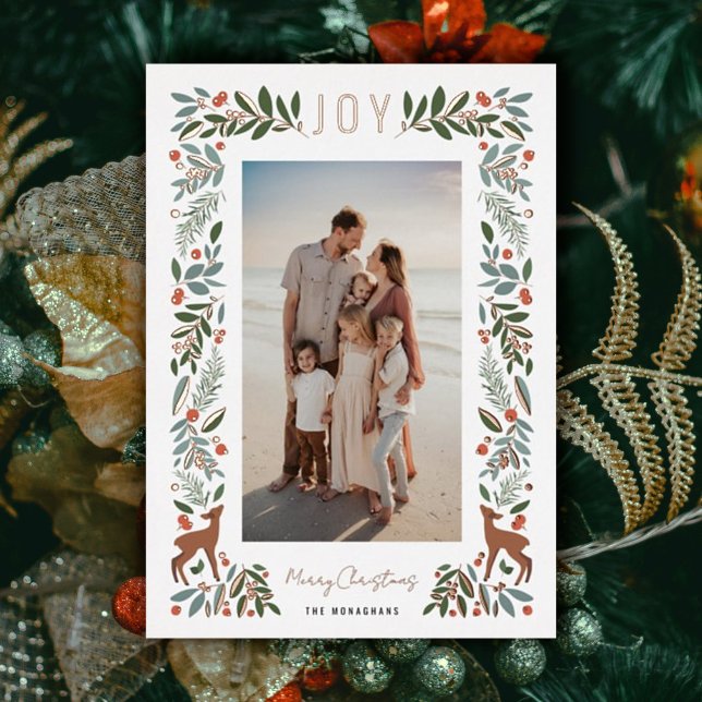 Tarjeta Festiva Con Relieve Metalizado Bonito Frame Little Deer | Blanco | Foto vertical (Subido por el creador)
