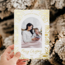 Bonito marco botánico dorado Dos Navidades de foto