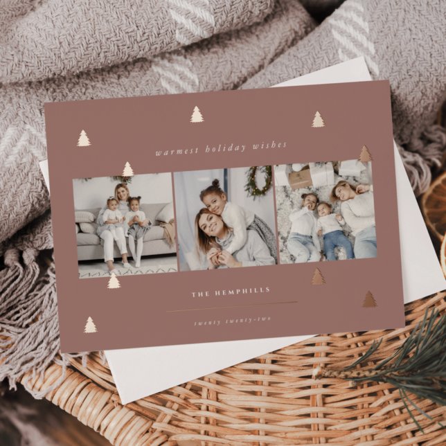 Tarjeta Festiva Con Relieve Metalizado Bosque dorado | Collage de fotos de Navidades eleg (Subido por el creador)