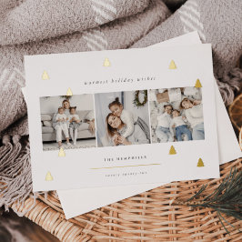 Tarjeta Festiva Con Relieve Metalizado Bosque dorado | Collage de fotos de Navidades eleg