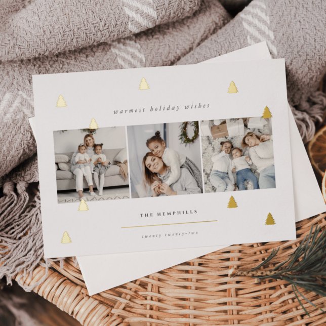 Tarjeta Festiva Con Relieve Metalizado Bosque dorado | Collage de fotos de Navidades eleg (Subido por el creador)