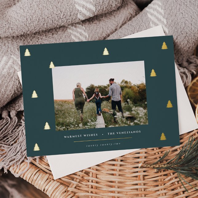 Tarjeta Festiva Con Relieve Metalizado Bosque dorado | Foto de Navidades elegantes (Subido por el creador)