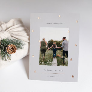 Tarjeta Festiva Con Relieve Metalizado Bosque dorado Foto de Navidades elegantes