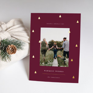 Tarjeta Festiva Con Relieve Metalizado Bosque dorado Foto de Navidades elegantes