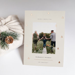 Tarjeta Festiva Con Relieve Metalizado Bosque dorado Foto de Navidades elegantes