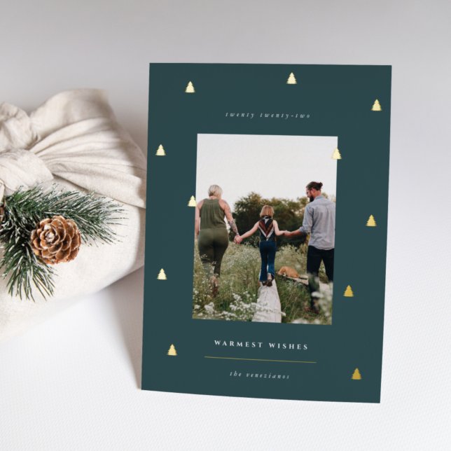 Tarjeta Festiva Con Relieve Metalizado Bosque dorado | Foto de Navidades elegantes (Subido por el creador)