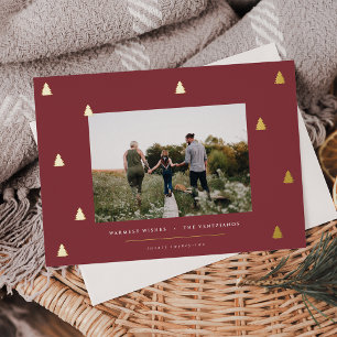 Tarjeta Festiva Con Relieve Metalizado Bosque dorado Foto de Navidades elegantes