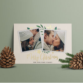 Tarjeta Festiva Con Relieve Metalizado Bright Boughs | Dos fotos