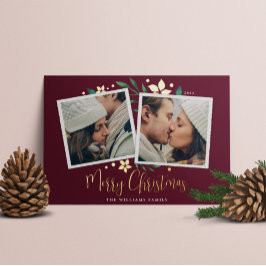 Tarjeta Festiva Con Relieve Metalizado Bright Boughs | Dos fotos