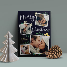 Tarjeta Festiva Con Relieve Metalizado Bright Boughs | Navidades de varios Collages de fo