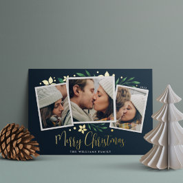 Tarjeta Festiva Con Relieve Metalizado Bright Boughs | Tres fotos