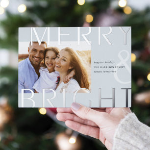 Tarjeta Festiva Con Relieve Metalizado Bright Overlay Modern Photo