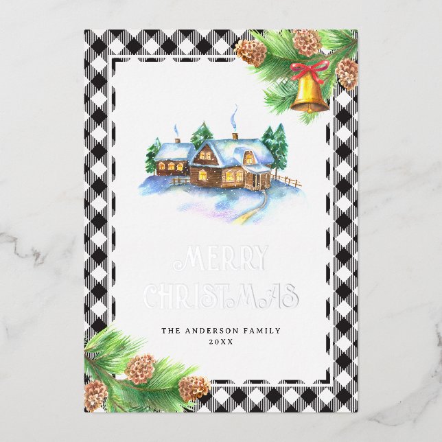 Tarjeta Festiva Con Relieve Metalizado Búfalo acuarela plateado (Anverso)