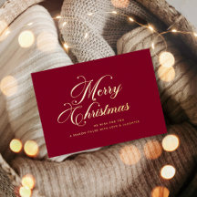 Burgundy Gold Merry Christmas Card