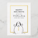 Tarjeta Festiva Con Relieve Metalizado Cacahuetes | Fotografía de la familia Snowman en S<br><div class="desc">Envíe esta divertida tarjeta de vacaciones familiares de Navidades de maní. Personaliza tu foto.</div>