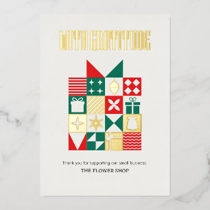 Tarjeta Festiva Con Relieve Metalizado Caja de regalo de patchwork acolchado moderno para