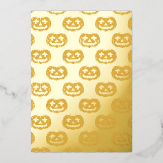 Tarjeta Festiva Con Relieve Metalizado Calavera de Calabaza