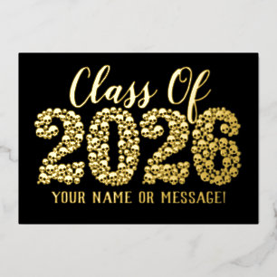 Tarjeta Festiva Con Relieve Metalizado Calaveras Góticas Clase De 2026
