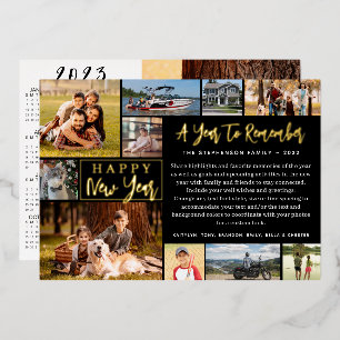 Tarjeta Festiva Con Relieve Metalizado Calendario de la 11 foto 2023 del año de revisión