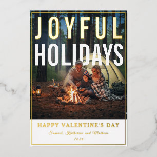 Tarjeta Festiva Con Relieve Metalizado Camping con mis valentines al estilo Hollywood Pho