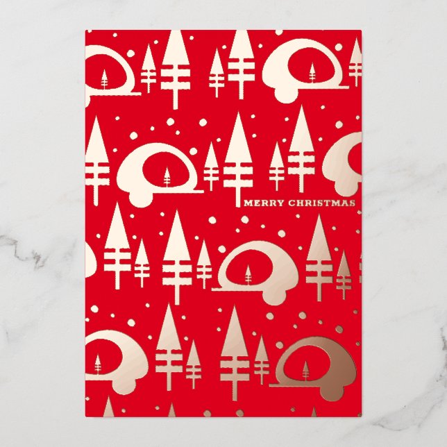 Tarjeta Festiva Con Relieve Metalizado Campista De Navidad Presionado (Anverso)