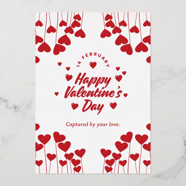 Tarjeta Festiva Con Relieve Metalizado "Captured by Your Love" – Elegant Modern Valentine (Anverso)