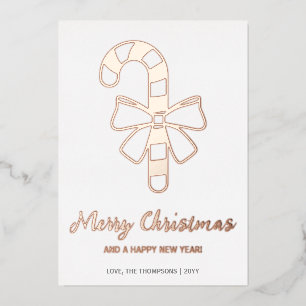 Tarjeta Festiva Con Relieve Metalizado Caramelo De Navidad Festivo Con Un Lazo De Navidad