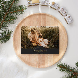 Tarjeta Festiva Con Relieve Metalizado Carbón Muy Feliz Navidad Cuatro Panorama Fotográfi