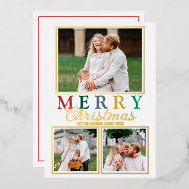 Tarjeta Festiva Con Relieve Metalizado Cartas coloridas 3 Moda de fotos Feliz Oro de Navi
