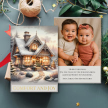 Casa de Navidad acogedora con foto familiar person