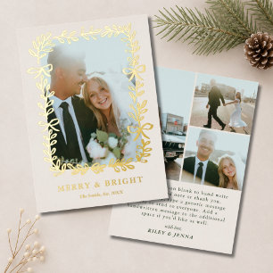 Tarjeta Festiva Con Relieve Metalizado Casados y Brillantes Elegantes Lazos Boda 4 Foto O