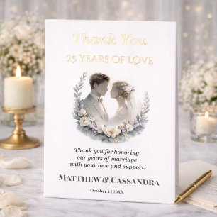 Tarjeta Festiva Con Relieve Metalizado Celebración del aniversario de bodas número 25 con