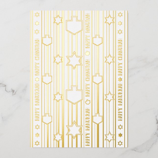 Tarjeta Festiva Con Relieve Metalizado Chag Sameach Happy Chanukah (Anverso)