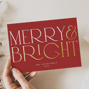 Tarjeta Festiva Con Relieve Metalizado CHARLIE Relieve metalizado Rojo Merry Bright Famil