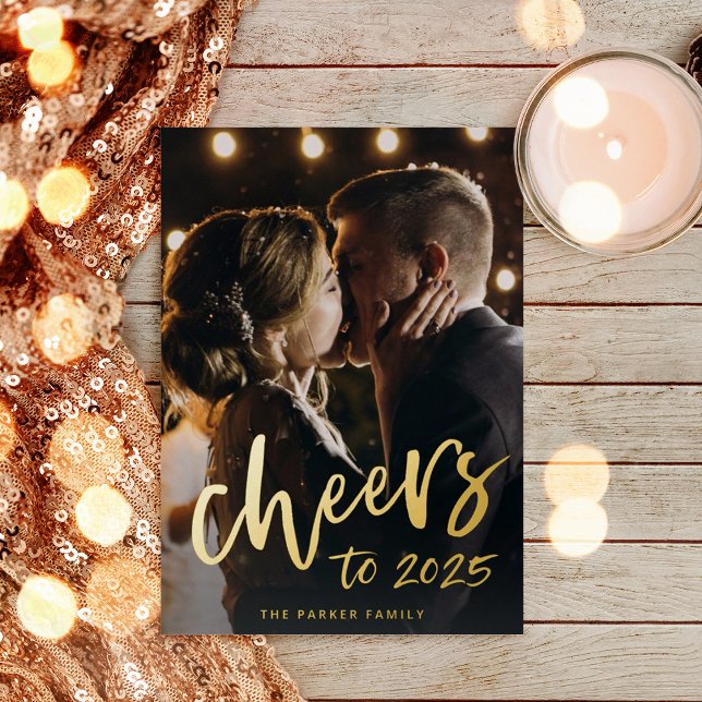 Tarjeta Festiva Con Relieve Metalizado Cheers to 2023 | New Year Gold (Subido por el creador)