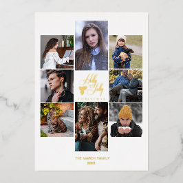 Tarjeta Festiva Con Relieve Metalizado Christmas Fancy Modern Chic Collage 8 Photos