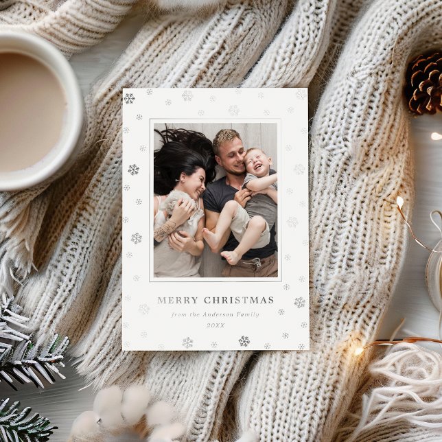 Tarjeta Festiva Con Relieve Metalizado Christmas Holiday Snowflakes Modern Whimsical (Subido por el creador)