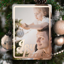 Tarjeta Festiva Con Relieve Metalizado Christmas Joy Peace Keepsake Photo Rose Gold