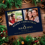 Tarjeta Festiva Con Relieve Metalizado Christmas Navy Chic Luxury Golden Effect 2 Photos<br><div class="desc">Christmas Navy Chic Luxury Golden Effect 2 Photos Wedding metallic Foil Save the Date Card with Envelope. For MR & MRS, MRS & MRS, MR & MR couples. If you want to coordinate the back, I suggest you use the following color codes: Rose Gold C3999B - Gold #CBB068 - Silver...</div>