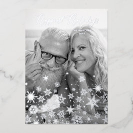 Tarjeta Festiva Con Relieve Metalizado Christmas Snowflakes Happiest Holidays Family