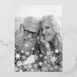 Tarjeta Festiva Con Relieve Metalizado Christmas Snowflakes Happiest Holidays Family