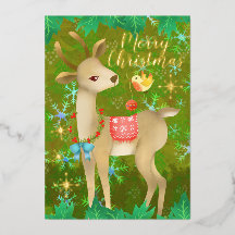 Ciervo de Navidad con pájaro.